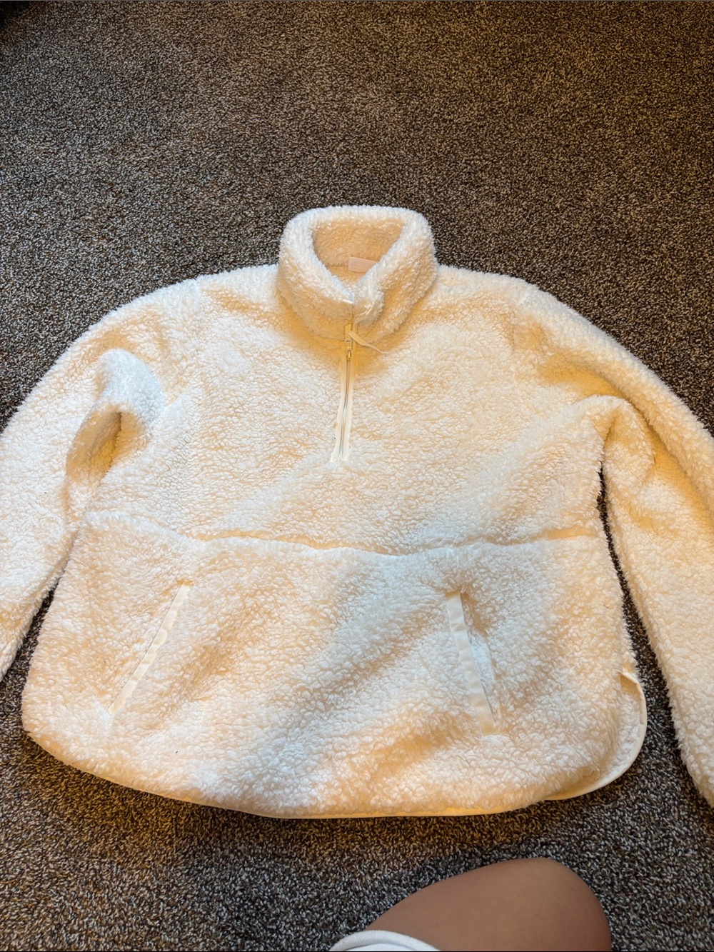 Cozy White Sherpa Quarter-Zip Pullover